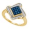 10K Yellow-gold 0.33CTW BLUE DIAMOND FASHION RING