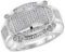 10kt White Gold Mens Round Diamond Oval Rectangle Cluster Ring 1/2 Cttw