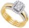 14k Yellow Gold Womens Natural Round Diamond Amour Halo Bridal Wedding Engagement Ring Band Set 1/2