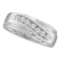 14k White Gold Round Channel-set Natural Diamond 8-13 Mens Curved Wedding Band 1/4 Cttw