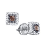 10KT White Gold 0.30CTW COGNAC DIAMOND INVISIBLE EARRINGS