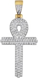 10kt Yellow Gold Mens Round Diamond Ankh Cross Religious Charm Pendant 3/8 Cttw