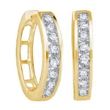 14KT Yellow Gold 0.50CTW ROUND DIAMOND LADIES FASHION HOOPS EARRINGS