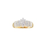 14kt Yellow Gold Womens Round Prong-set Diamond Oval Cluster Ring 1/4 Cttw