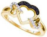 925 Sterling Silver Yellow 0.13CTW DIAMOND HEART RING