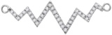 14kt White Gold Womens Round Diamond Heartbeat Bar Pendant Necklace 1/2 Cttw