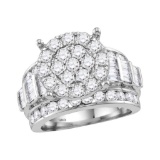 10kt White Gold Womens Round Diamond Cluster Bridal Wedding Engagement Ring 3.00 Cttw