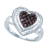 925 Sterling Silver White 0.78CT DIAMOND HEART RING