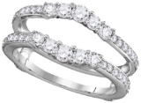 14kt White Gold Womens Round Natural Diamond Ring Guard Wrap Solitaire Enhancer 3/4 Cttw