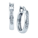 10KT White Gold 0.06CTW DIAMOND MICRO PAVE HOOPS