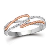 10kt White Gold Womens Round Diamond Rope Infinity Band Ring 1/6 Cttw