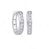 10kt White Gold Womens Round Natural Diamond Hoop Fashion Earrings 1.00 Cttw