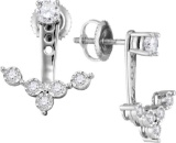 Womens 10K White Gold 5 Stone Diamond 3D Stud Drops Ear Jacket Earrings 5/8 CT