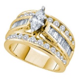 14K Yellow-gold 3.00CT DIAMOND 0.75CT-CMQ BRIDAL RING