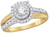14kt Yellow Gold Womens Round Natural Diamond Round EGL Bridal Wedding Engagement Ring 1.00 Cttw