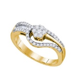 10K Yellow-gold 0.48CT DIAMOND FLOWER BRIDAL RING