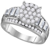 10kt White Gold Womens Round Diamond Cluster Bridal Wedding Engagement Ring 1/2 Cttw