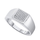 925 Sterling Silver White 0.15CTW DIAMOND MICRO PAVE MENS RING