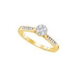 14kt Yellow Gold Womens Round Natural Diamond Cluster Bridal Wedding Engagement Ring 1/4 Cttw