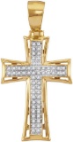 10kt Yellow Gold Mens Round Diamond Flared Cross Charm Pendant 1/6 Cttw
