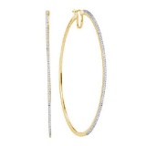 10KT Yellow Gold 0.50 CTW DIAMOND MICRO-PAVE HOOPS