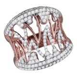 10K Rose Gold Womens Genuine Diamond Fashion Cocktail Ring 1 CT