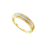 10kt Yellow Two-tone Gold Mens Round Channel-set Diamond Wedding Band 1/20 Cttw
