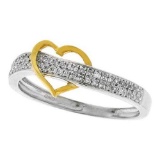 10KT White Gold Two Tone 0.15CT DIAMOND HEART RING