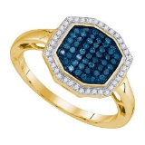 10K Yellow-gold 0.33CTW BLUE DIAMOND FASHION RING