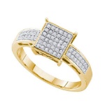 925 Sterling Silver Yellow 0.18CTW DIAMOND MICRO PAVE RING