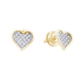 925 Sterling Silver Yellow 0.10CTW DIAMOND HEART EARRINGS