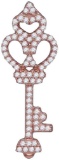 10kt Rose Gold Womens Round Diamond Trefoil Heart Key Pendant 1/5 Cttw