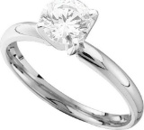 14kt White Gold Womens Round Natural Diamond Solitaire Bridal Wedding Engagement Ring 1/4 Cttw