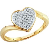 925 Sterling Silver Yellow 0.05CTW DIAMOND HEART RING