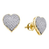 10KT Yellow Gold 0.33CTW DIAMOND MICRO PAVE HEART EARRINGS