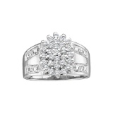 14kt White Gold Womens Round Prong-set Diamond Oval Cluster Ring 1/2 Cttw