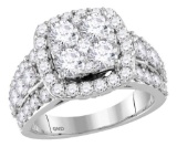 14kt White Gold Womens Round Diamond Cluster Halo Bridal Wedding Engagement Ring 3-1/2 Cttw