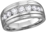 10kt White Gold Mens Round Natural Diamond Band Wedding Anniversary Ring 1/2 Cttw