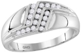 Mens 10K White Gold 3 Row Channel Diamond Engagement Wedding Ring Band 1/4 CT