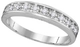 10kt White Gold Womens Round Natural Diamond Fashion Band Ring 1/10 Cttw