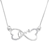 Sterling Silver Womens Round Diamond Heart Infinity Love Pendant Necklace 1/10 Cttw