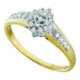10KT Yellow Gold 0.10CTW-DIAMOND CLUSTER RING