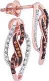10KT Rose Gold 0.15CTW RED DIAMOND MIRCO-PAVE EARRINGS