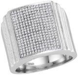 10kt White Gold Womens Round Diamond Square Cluster Ring 3/4 Cttw