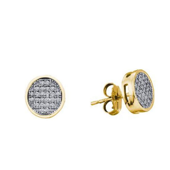 925 Sterling Silver Yellow 0.15CT DIAMOND MICRO PAVE EARRINGS
