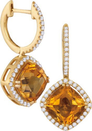 14KT Yellow Gold 0.43CTW-Diamond 1.65(MIN)CT CITRINE EARRINGS