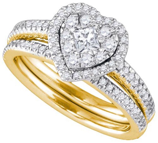 14KT Yellow Gold 0.77CTW DIAMOND MONACO BRIDAL SET