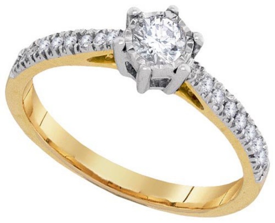 10KT Yellow Gold 0.33CTW DIAMOND 0.20CT-CRD BRIDAL RING