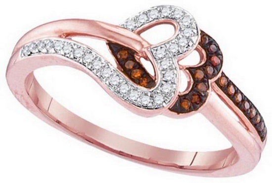 10KT Rose Gold 0.15CTW RED DIAMOND MICRO-PAVE RING