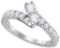 14kt White Gold Womens Round Natural Diamond 2-stone Bridal Wedding Engagement Ring 1 & 1/2 Cttw